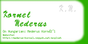 kornel mederus business card